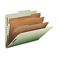 Nature Saver K-Fastener Classification Folders, 2- Dividers, 2/5" Tab Cut, Letter Size , Gray/Green, Box Of 10