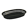 Tablecraft Oval Plastic Chicago Platter Baskets, 1-1/2"H x 7"W x 10-1/2"D, Black, Pack Of 12 Baskets