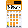 Casio SL300VC Simple Calculator - Independent Memory, Sign Change, Big Display - 8 Digits - Solar Powered - Orange