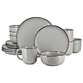 Elama Leo 16-Piece Stoneware Dinnerware Set, Light Gray 1 thumbnail image