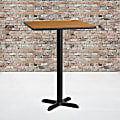 Flash Furniture Laminate Square Table Top With Bar-Height Table Base, 43-1/8"H x 30"W x 30"D, Natural/Black