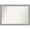 Amanti Art Non-Beveled Rectangle Framed Bathroom Wall Mirror, 27-1/2” x 39-1/2”, Brushed Nickel