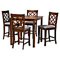 Baxton Studio Alora Pub Set, 36"H x 35-7/16"W x 35-7/16"D, Gray/Walnut