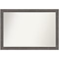 Amanti Art Narrow Non-Beveled Rectangle Framed Bathroom Wall Mirror, 27-1/2" x 39-1/2", Rustic Plank Gray