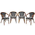 Flash Furniture 4 Pack Bordeaux Indoor/Outdoor Commercial Bistro Stacking Chair with Arms, Black & White/Natural Frame -4SDAS642142BKWN 1 thumbnail image