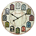 Infinity Instruments Weathered Plank Wall Clock, 24"H x 24"W x 1 1/2"D, Multicolor