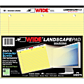 Roaring Spring Wide Landscape College-Rule Pad, 75 Sheets, Perforated, Hole-Punched, 11" x 9 1/2", Canary Paper/Black Binding