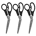 Westcott® All-Purpose Value Stainless Steel Scissors, 8", Pointed, Black, Pack Of 3 1 thumbnail image