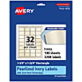 Avery® Pearlized Permanent Labels With Sure Feed®, 94226-PIP100, Rectangle, 1-1/4" x 1-3/4", Ivory, Pack Of 3,200 Labels 1 thumbnail image