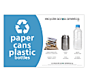Recycle Across America Paper, Cans And Plastic Standardized Recycling Label, PCP-5585, 5 1/2" x 8 1/2", Light Blue