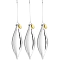 Martha Stewart Holiday Double-Pointed Ornament Set, 6”H x 2”W x 1-1/2”D, Silver, Set Of 3 Ornaments 1 thumbnail image