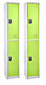 Alpine 2-Tier Steel Lockers, 72”H x 15”W x 15”D, Green, Set Of 2 Lockers