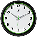 Infinity Instruments Lux Round Wall Clock, 12”, Black/Green 1 thumbnail image