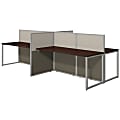 Bush Business Furniture Easy Office 60"W 4-Person Cubicle Desk Workstation With 45"H Panels, Mocha Cherry/Silver Gray, Premium Installation