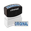 Universal® Pre-Inked Message Stamp, Original, 1 11/16" x 9/16" Impression, Blue