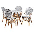 Baxton Studio Naila Plastic And Rattan 5-Piece Indoor And Outdoor Bistro Set, Black/White/Brown