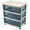 Iris® 3-Drawer Medium-Wide Wood Top Storage System, Medium Oak/Gray 1 thumbnail image
