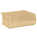 Partners Brand Plastic Stack & Hang Bin Boxes, Medium Size, 14 3/4" x 16 1/2" x 7", Ivory, Pack Of 6