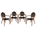 Flash Furniture 4 Pack Marseille Indoor/Outdoor Commercial Thonet Bistro Stacking Chair with Arms, Black/Natural Frame -4SDA6422ATXTBKN 1 thumbnail image