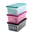 See Jane Work® IML Plastic Storage Boxes, Medium, 13" x 7 1/2" x 4 5/8", Assorted Colors, Pack Of 3