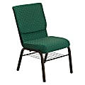 Flash Furniture HERCULES Series Church Accent Chair With Book Rack, Green Patterned Fabric/Goldvein Frame