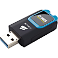 Corsair Flash Voyager Slider X2 USB 3.0 256GB USB Drive - 256 GB - USB 3.0 - 200 MB/s Read Speed - 90 MB/s Write Speed - Black, Blue - 5 Year Warranty