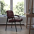 Flash Furniture LeatherSoft Executive Side Reception Chair with Powder Coated Frame, Burgundy/Black