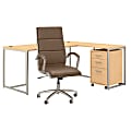 kathy ireland® Office by Bush Business Furniture Method 72"W L-Shaped Desk With Mobile File Cabinet And High-Back Office Chair, Natural Maple, Standard Delivery 1 thumbnail image