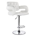 Elama Faux Leather Tufted Bar Stool, White/Chrome 1 thumbnail image