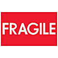 Tape Logic® Preprinted Shipping Labels, DL1082, Fragile (High Gloss), Rectangle, 3" x 5", Red/White, Roll Of 500
