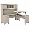 Bush® Furniture Somerset 72"W 3-Position Sit-to-Stand L-Shaped Desk With Hutch, Sand Oak, Standard Delivery 1 thumbnail image