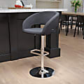 Flash Furniture Contemporary Vinyl Adjustable Height Barstool With Rounded Mid-Back, Charcoal 