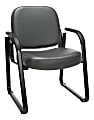 OFM Deluxe Anti-Microbial Vinyl Guest Chair, Gray/Black