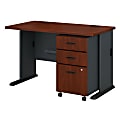 Bush Business Furniture Office Advantage Desk With Mobile File Cabinet, Hansen Cherry/Galaxy, Premium Installation