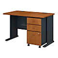 Bush Business Furniture Office Advantage Desk With Mobile File Cabinet, Natural Cherry/Slate, Premium Installation