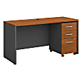 Bush Business Furniture Components 60W x 24D Office Desk with Mobile File Cabinet - Installed, Natural Cherry/Graphite Gray, Premium Installation