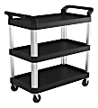 Suncast Commercial 3-Shelf Service Cart, 38"H x 20"W x 40"D, Black/Silver 1 thumbnail image