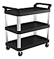 Suncast Commercial 3-Shelf Service Cart, 38"H x 20"W x 40"D, Black/Silver