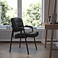 Flash Furniture LeatherSoft Executive Side Reception Chair with Powder Coated Frame, Black/Black