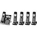 Panasonic® Link2Cell DECT 6.0 Cordless Telephone With Answering Machine And Dual Keypad, 5 Handsets, KX-TGF575S