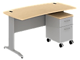 BBF Sector Desk With 2 Drawer File, 30 1/8"H x 59 5/8"W x 30 3/4"D, Natural Maple, Premium Installation Service