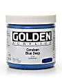 Golden Heavy Body Acrylic Paint, 16 Oz, Cerulean Blue Deep