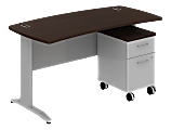 BBF Sector Desk With 2 Drawer File, 30 1/8"H x 59 5/8"W x 30 3/4"D, Mocha Cherry, Premium Installation Service