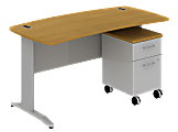 BBF Sector Desk With 2 Drawer File, 30 1/8"H x 59 5/8"W x 30 3/4"D, Modern Cherry, Premium Installation Service