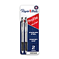 Paper Mate® Profile Metal Barrel Ballpoint Pens, Medium Point, 1.0 mm, Silver Barrel, Black Ink, Pack Of 2 Pens