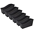 Storex Large Book Bins, 7”H x 5-5/16”W x 14-5/16”D, Black, Set Of 6 Bins