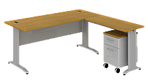 BBF Sector L Desk With Mobile Pedestal, 30 1/8"H x 71 5/8"W x 71 5/8"D, Modern Cherry, Standard Delivery Service