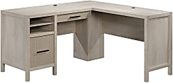 Sauder® Pacific View 58"W L-Shaped Corner Desk, Chalked Chestnut/Seagrass