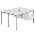 Boss Office Products Simple System Workstation Double Desks, Face To Face With 2 Pedestals, 29-1/2”H x 71”W x 60”D, White