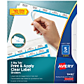 Avery® Big Tab™ Print & Apply Clear Label Dividers with Index Maker® Easy Apply™ Printable Label Strip, 5-Tab, White, Pack of 5 Sets